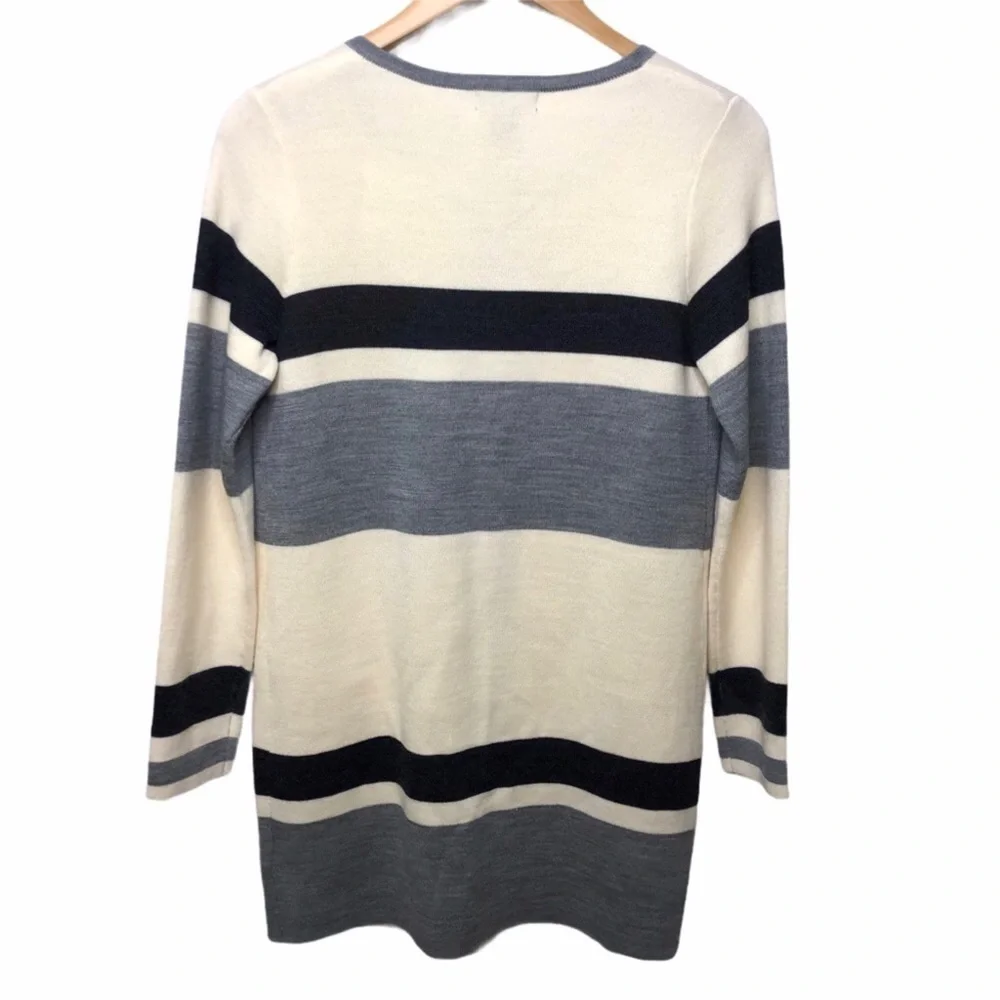 Adrienne Vittadini Open Front Striped Cardigan Size Small Gray Coatigan - Picture 5 of 9